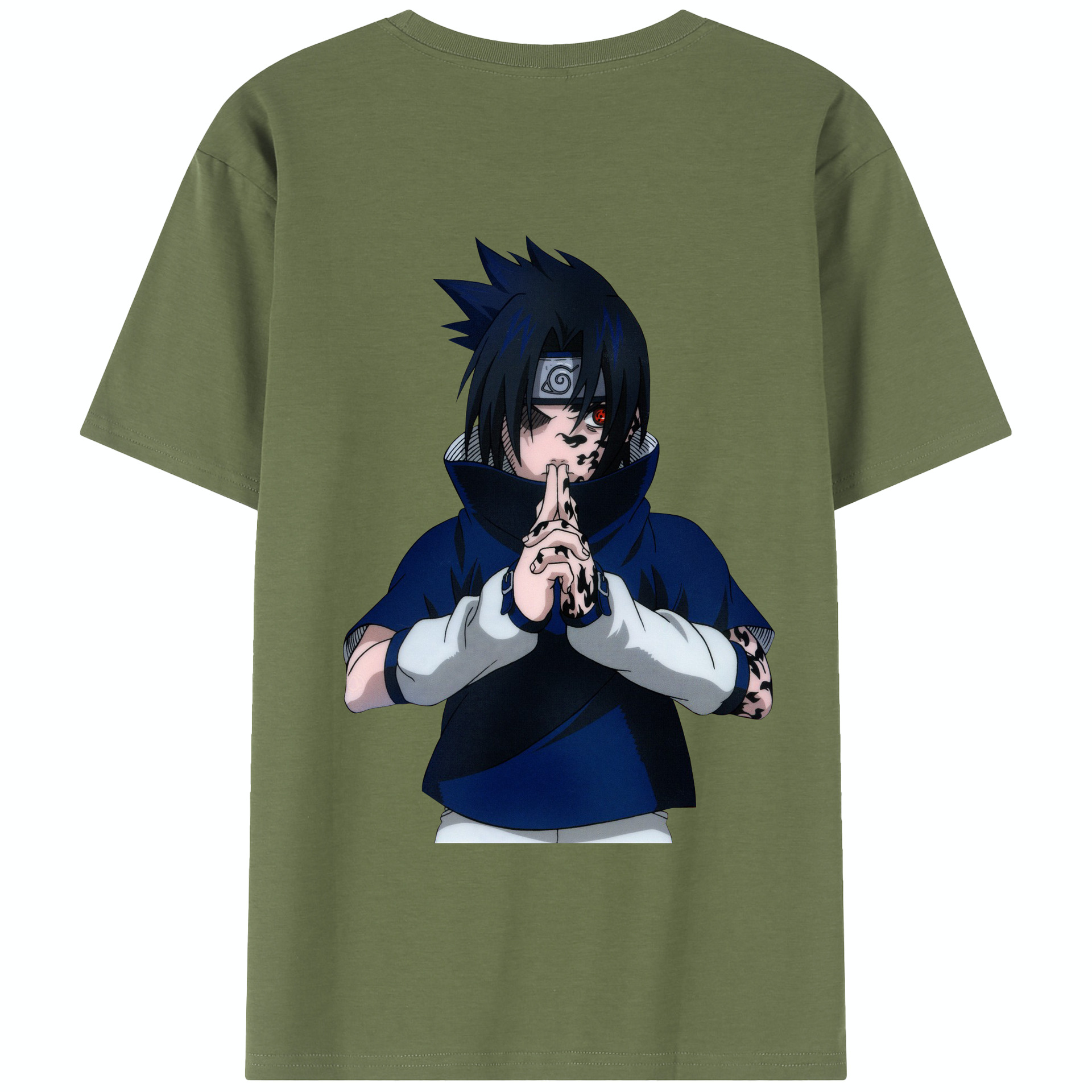 （画像用） NARUTO -ナルト- うちは サスケ Uchiha Sasuke 綿100％半袖Tシャツ（背面プリント）